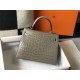 Hermes Hermès Kelly 25 Crocodile Skin Pattern Lambskin Inside Grey Gold Hardware Hand-Stitched