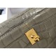 Hermes Hermès Kelly 25 Crocodile Skin Pattern Lambskin Inside Grey Gold Hardware Hand-Stitched