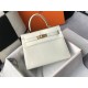 Hermes Hermès Kelly 25 Crocodile Skin Pattern Lambskin Inside White Gold Hardware Hand-Stitched