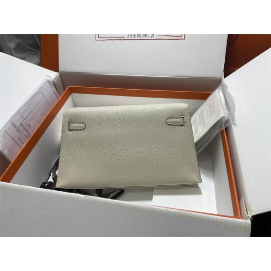 Hermes Hermès Kelly Elan 27 Goat Skin Grey Gold Hardware Hand-Stitched