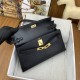 Hermes Hermès Kelly Elan 27 Goat Skin Black Gold Hardware Hand-Stitched