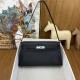 Hermes Hermès Kelly Elan 27 Goat Skin Black Silver Hardware Hand-Stitched