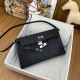 Hermes Hermès Kelly Elan 27 Goat Skin Black Silver Hardware Hand-Stitched