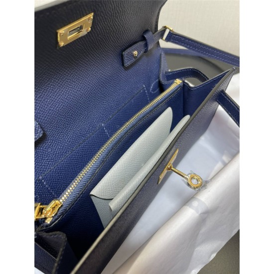 Hermes Hermès Kelly WOC 20.5 Blue Epsom Gold Hardware 20.5 x 11 x 2 cm Hand-Stitched