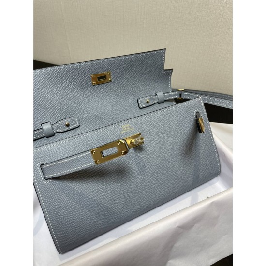 Hermes Hermès Kelly WOC 20.5 Light Blue Epsom Gold Hardware 20.5 x 11 x 2 cm Hand-Stitched