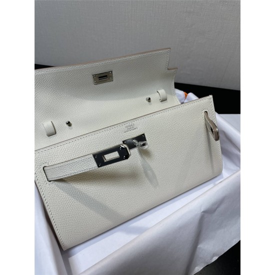 Hermes Hermès Kelly WOC 20.5 White Epsom Silver Hardware 20.5 x 11 x 2 cm Hand-Stitched