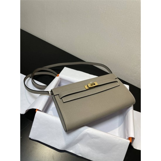 Hermes Hermès Kelly WOC 20.5 Grey Epsom Gold Hardware 20.5 x 11 x 2 cm Hand-Stitched