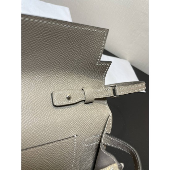 Hermes Hermès Kelly WOC 20.5 Grey Epsom Silver Hardware 20.5 x 11 x 2 cm Hand-Stitched