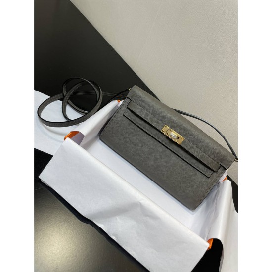 Hermes Hermès Kelly WOC 20.5 Dark Grey Epsom Gold Hardware 20.5 x 11 x 2 cm Hand-Stitched