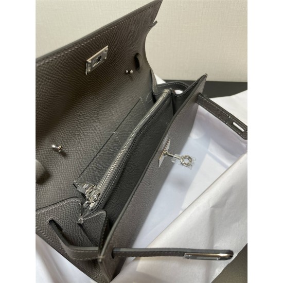 Hermes Hermès Kelly WOC 20.5 Dark Grey Epsom Silver Hardware 20.5 x 11 x 2 cm Hand-Stitched