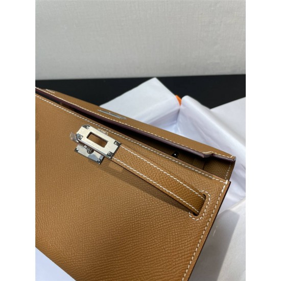 Hermes Hermès Kelly WOC 20.5 Brown Epsom Silver Hardware 20.5 x 11 x 2 cm Hand-Stitched