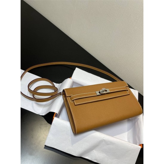 Hermes Hermès Kelly WOC 20.5 Brown Epsom Silver Hardware 20.5 x 11 x 2 cm Hand-Stitched