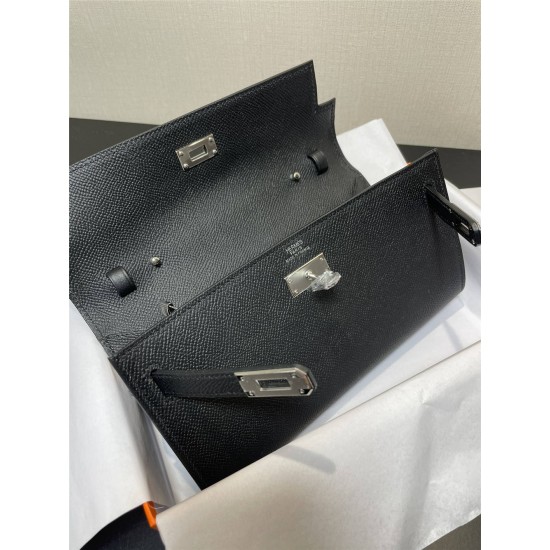 Hermes Hermès Kelly WOC 20.5 Black Epsom Silver Hardware 20.5 x 11 x 2 cm Hand-Stitched