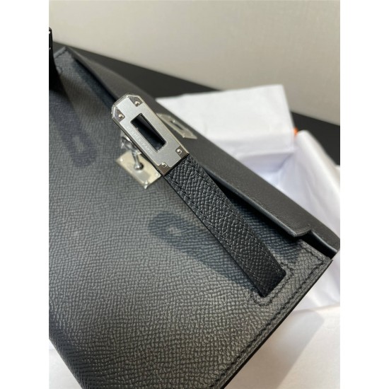 Hermes Hermès Kelly WOC 20.5 Black Epsom Silver Hardware 20.5 x 11 x 2 cm Hand-Stitched