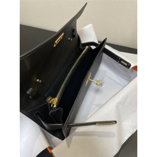 Hermes Hermès Kelly WOC 20.5 Black Epsom Gold Hardware 20.5 x 11 x 2 cm Hand-Stitched