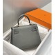 Hermes Hermès Mini Kelly 20 Togo Grey Blue Gold Hardware Hand-Stitched