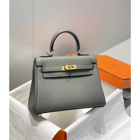 Hermes Hermès Mini Kelly 20 Togo Grey Blue Gold Hardware Hand-Stitched