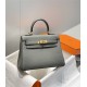 Hermes Hermès Mini Kelly 20 Togo Grey Blue Gold Hardware Hand-Stitched