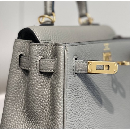 Hermes Hermès Mini Kelly 20 Togo Grey Blue Gold Hardware Hand-Stitched