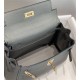 Hermes Hermès Mini Kelly 20 Togo Grey Blue Gold Hardware Hand-Stitched