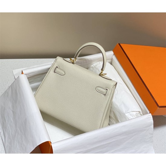 Hermes Hermès Mini Kelly 20 Togo White Gold Hardware Hand-Stitched