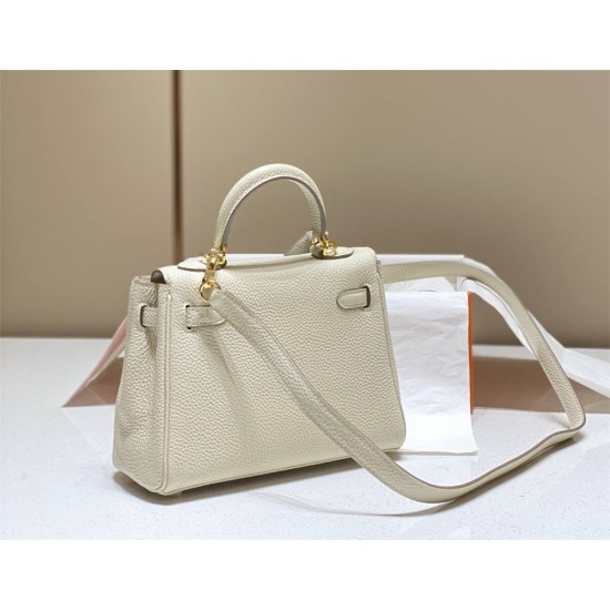 Hermes Hermès Mini Kelly 20 Togo White Gold Hardware Hand-Stitched