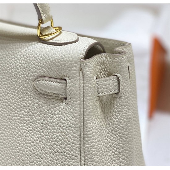 Hermes Hermès Mini Kelly 20 Togo White Gold Hardware Hand-Stitched