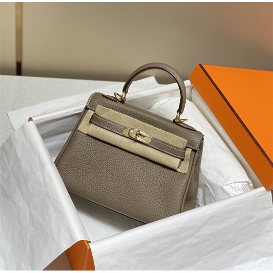 Hermes Hermès Mini Kelly 20 Togo Grey Gold Hardware Hand-Stitched