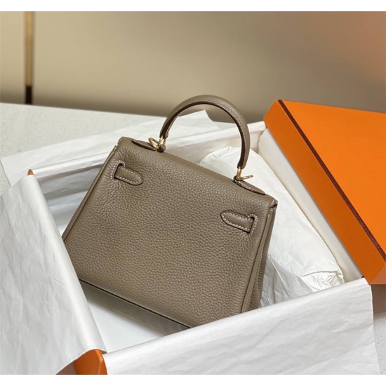 Hermes Hermès Mini Kelly 20 Togo Grey Gold Hardware Hand-Stitched