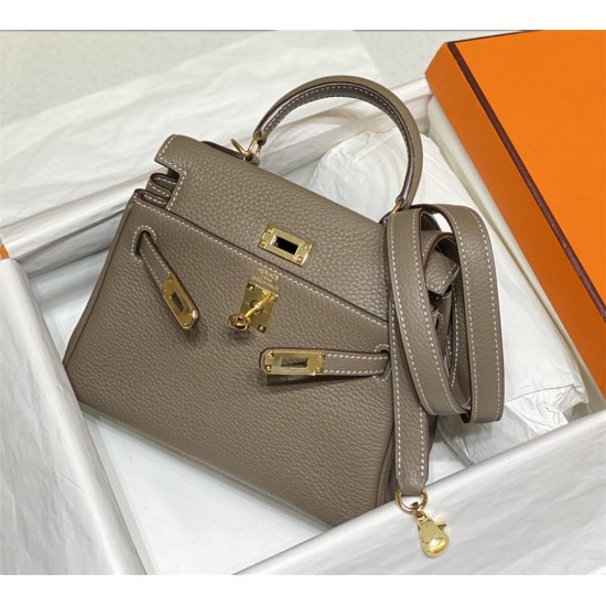 Hermes Hermès Mini Kelly 20 Togo Grey Gold Hardware Hand-Stitched