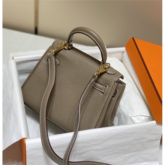 Hermes Hermès Mini Kelly 20 Togo Grey Gold Hardware Hand-Stitched