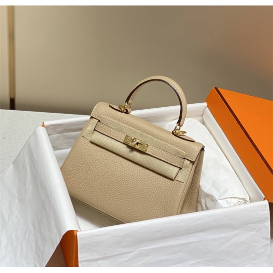 Hermes Hermès Mini Kelly 20 Togo Milk Tea Brown Gold Hardware Hand-Stitched