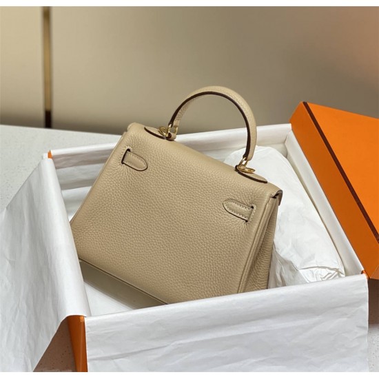 Hermes Hermès Mini Kelly 20 Togo Milk Tea Brown Gold Hardware Hand-Stitched