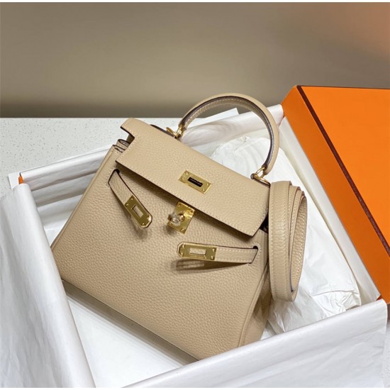 Hermes Hermès Mini Kelly 20 Togo Milk Tea Brown Gold Hardware Hand-Stitched