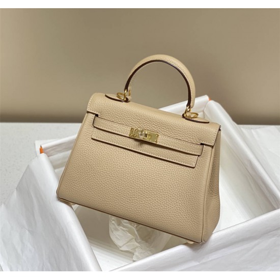 Hermes Hermès Mini Kelly 20 Togo Milk Tea Brown Gold Hardware Hand-Stitched