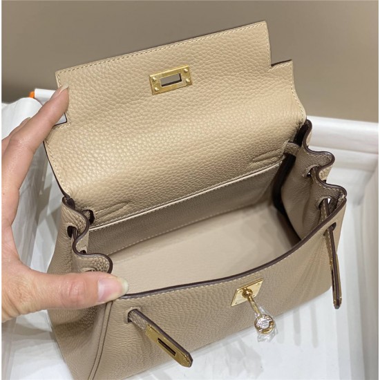 Hermes Hermès Mini Kelly 20 Togo Milk Tea Brown Gold Hardware Hand-Stitched