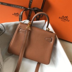 Hermes Hermès Mini Kelly 20 Togo Brown Gold Hardware Hand-Stitched