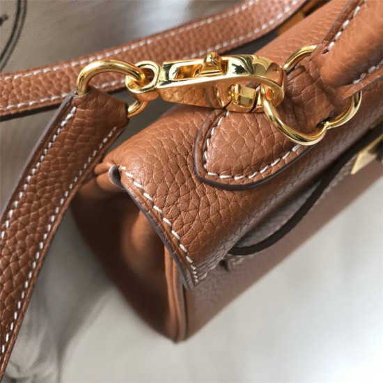 Hermes Hermès Mini Kelly 20 Togo Brown Gold Hardware Hand-Stitched