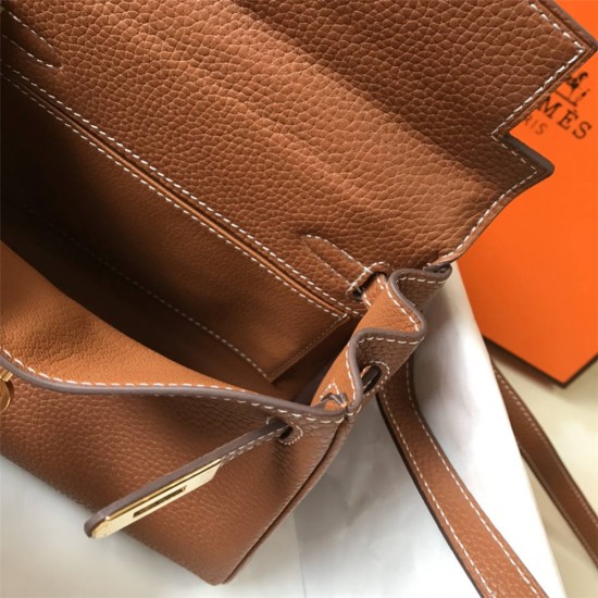 Hermes Hermès Mini Kelly 20 Togo Brown Gold Hardware Hand-Stitched