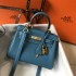 Hermes Hermès Mini Kelly 20 Togo Blue Gold Hardware Hand-Stitched