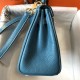 Hermes Hermès Mini Kelly 20 Togo Blue Gold Hardware Hand-Stitched