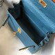 Hermes Hermès Mini Kelly 20 Togo Blue Gold Hardware Hand-Stitched