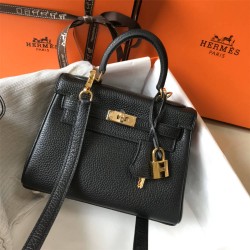 Hermes Hermès Mini Kelly 20 Togo Black Gold Hardware Hand-Stitched