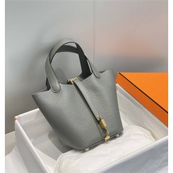 Hermes Hermès Picotin 18 Togo Grey Gold Hardware Hand-Stitched