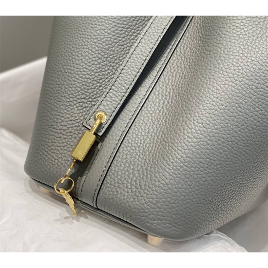 Hermes Hermès Picotin 18 Togo Grey Gold Hardware Hand-Stitched