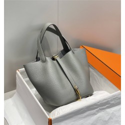 Hermes Hermès Picotin 22 Togo Grey Gold Hardware Hand-Stitched