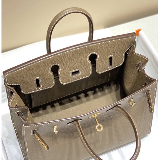 Hermes Hermès Birkin 25 Epsom External Stitching Grey Gold Hardware Hand-Stitched