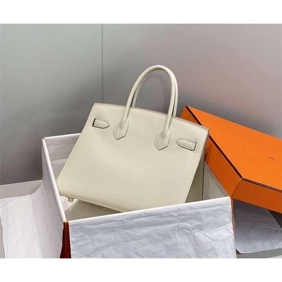 Hermes Hermès Birkin 30 Epsom External Stitching White Gold Hardware Hand-Stitched