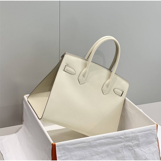 Hermes Hermès Birkin 30 Epsom External Stitching White Gold Hardware Hand-Stitched