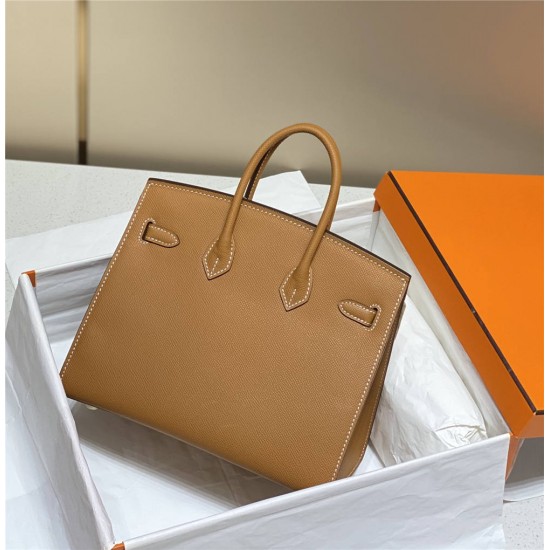 Hermes Hermès Birkin 25 Epsom External Stitching Brown Gold Hardware Hand-Stitched